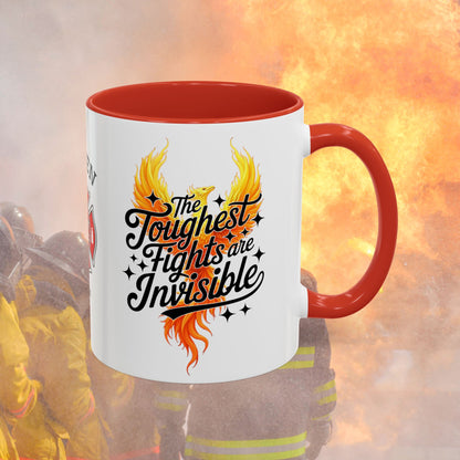 Firefighter Support Custom Mug - The Toughest Fights Are Invisible | Emotional Healing Mug for Firefighters