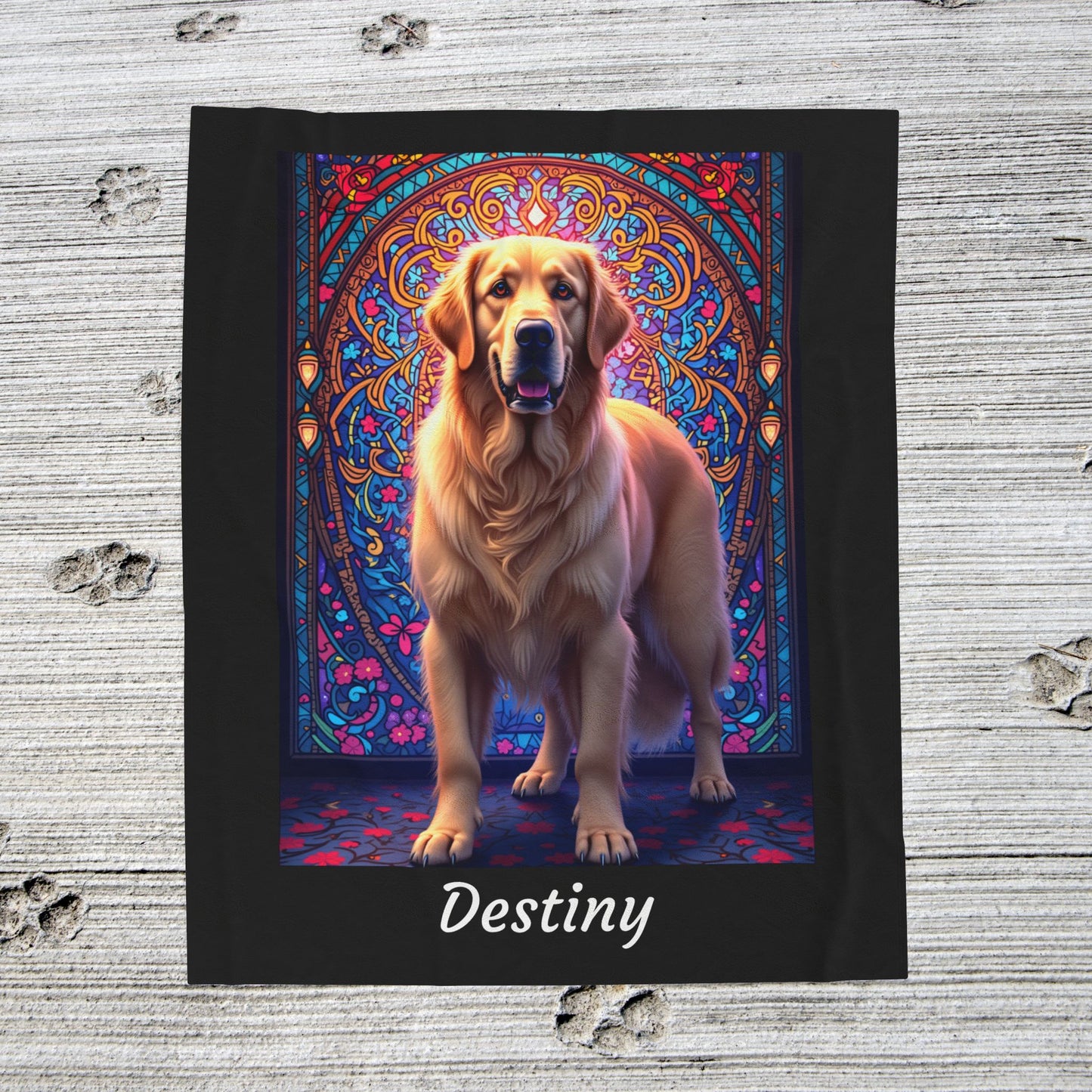 Golden Retriever Light Cream Coat Personalized Velveteen Plush Blanket, Dog Lover Throw Gift