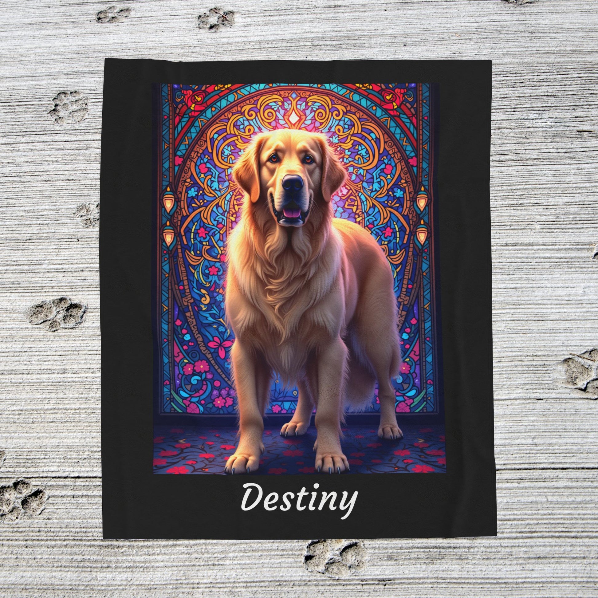 Golden Retriever Light Cream Coat Personalized Velveteen Plush Blanket, Dog Lover Throw Gift