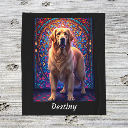 Golden Retriever Light Cream Coat Personalized Velveteen Plush Blanket, Dog Lover Throw Gift