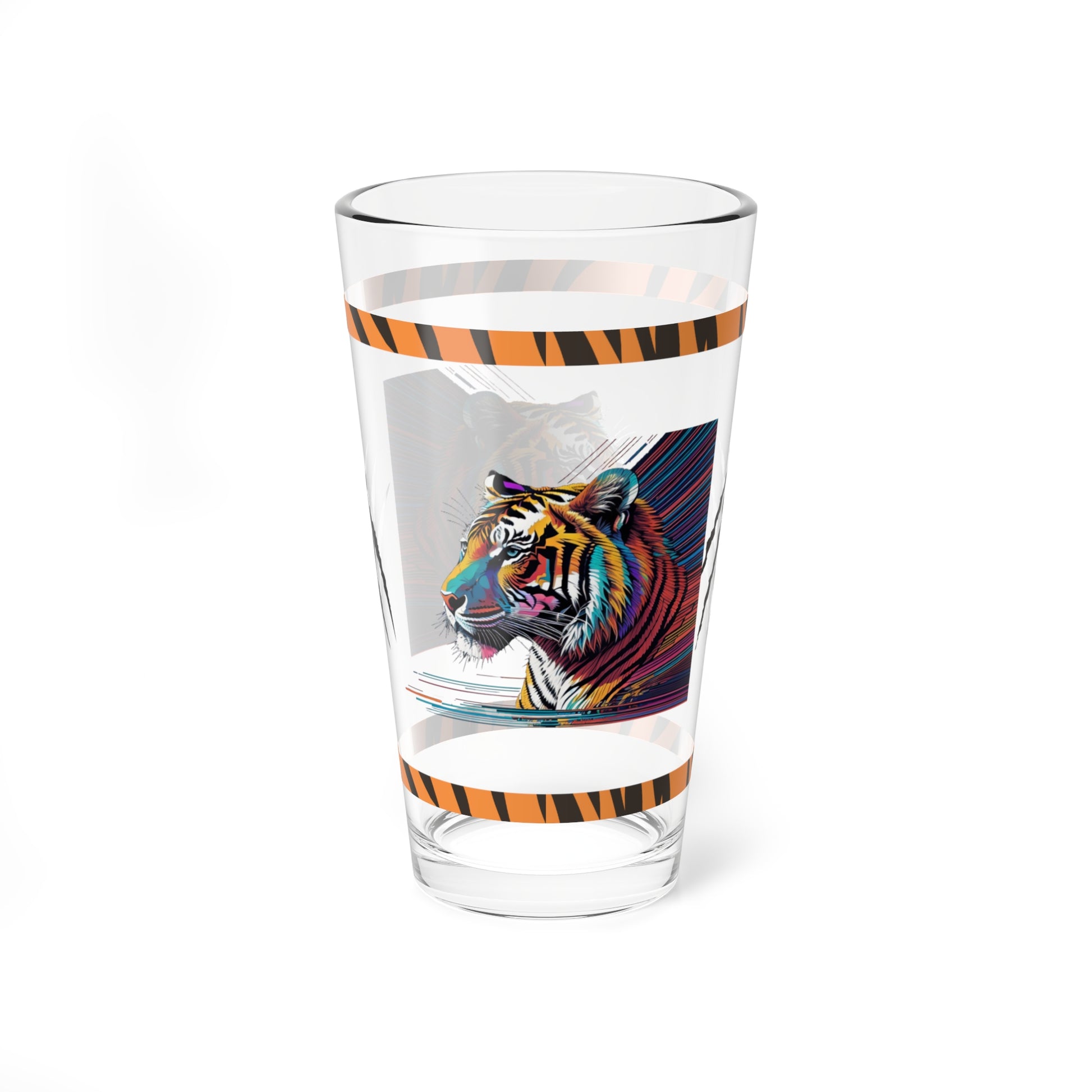 Bold Tiger Strides 16oz Tiger Pint Glass - Inspiring Strength, Courage, and Empowerment