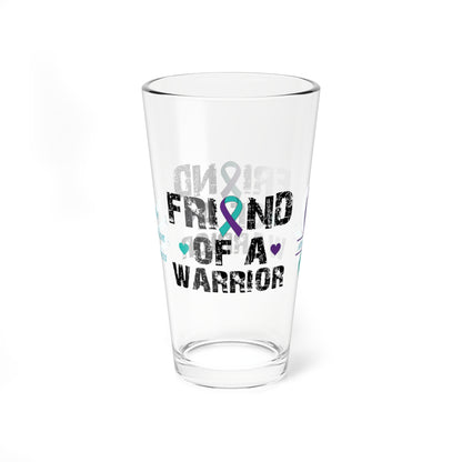 Friend of a Warrior: Personalized Suicide Prevention Awareness Warrior Pint Glass - Proud Family Member