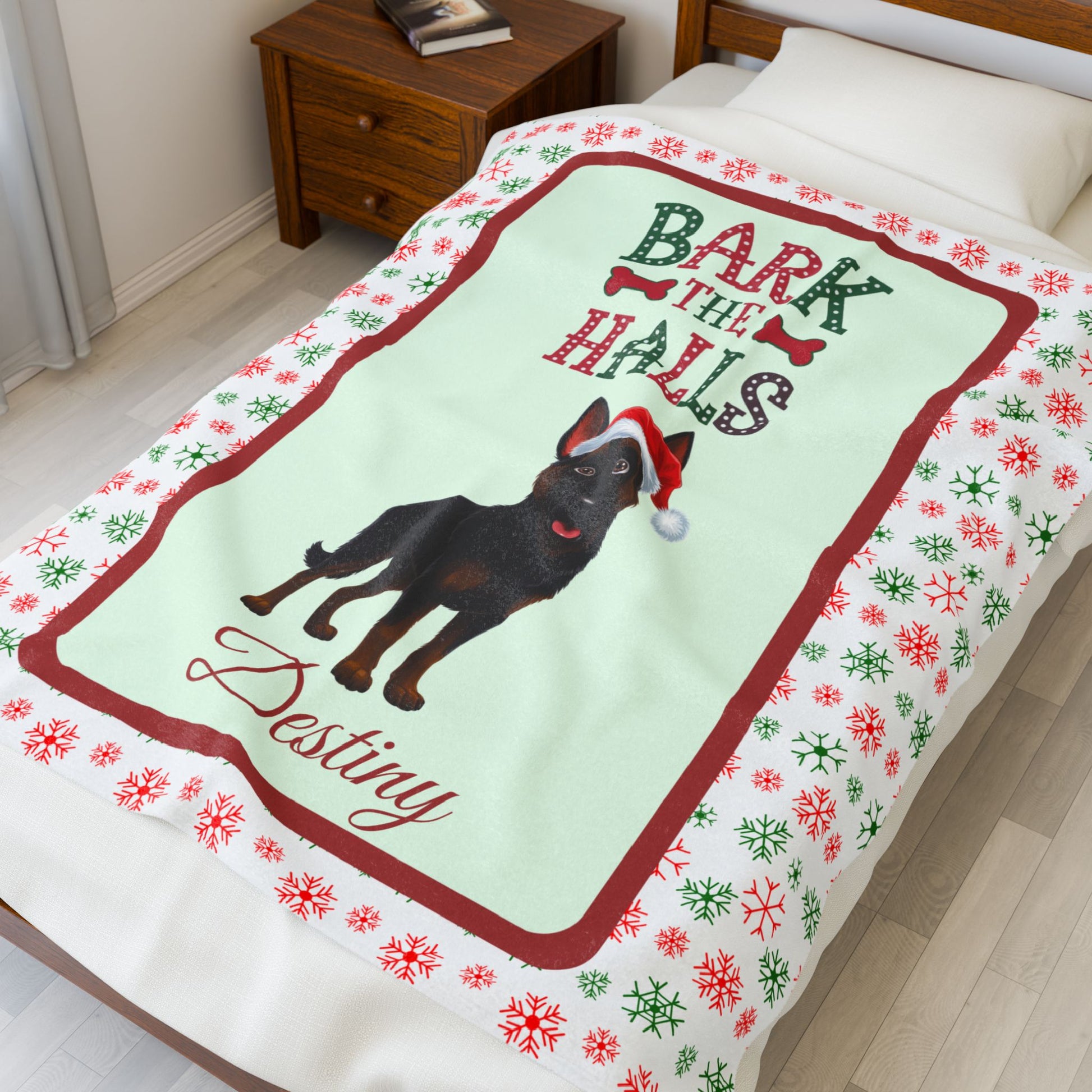 German Shepherd (Bi-Color) Velveteen Blanket - Cozy holiday dog throw, personalized gift for pet lovers
