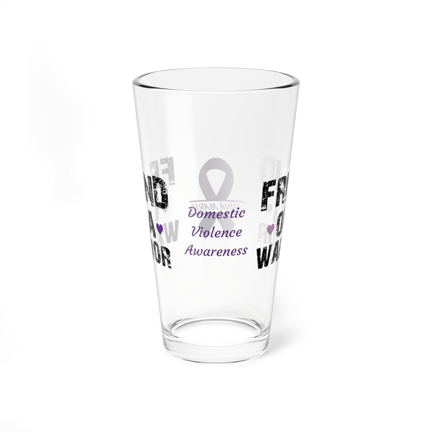 Friend of a Warrior: Personalized Domestic Violence Awareness Warrior Pint Glass - Proud Family Member