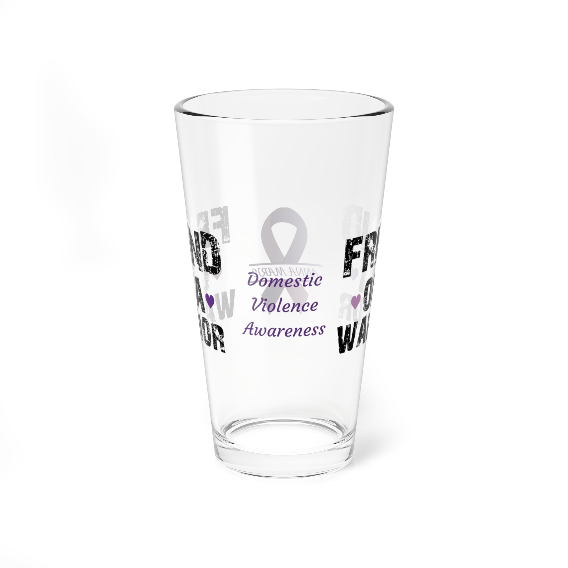 Friend of a Warrior: Personalized Domestic Violence Awareness Warrior Pint Glass - Proud Family Member
