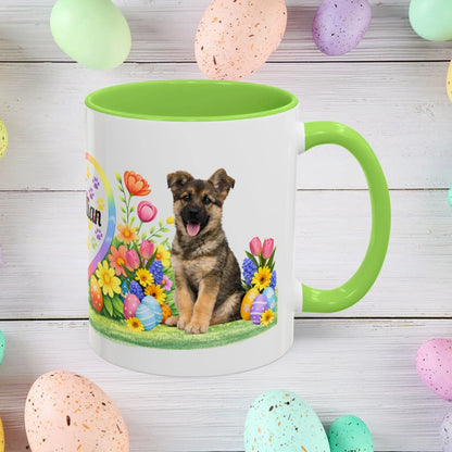 Shop our german shepherd sable puppy easter mug featuring the 11oz style option from MySisterIsASurvivor.