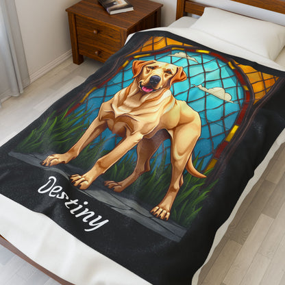 Labrador Retriever Yellow Coat Blanket, Velveteen Plush Custom Dog Lover Throw, Gift for Pet Owners