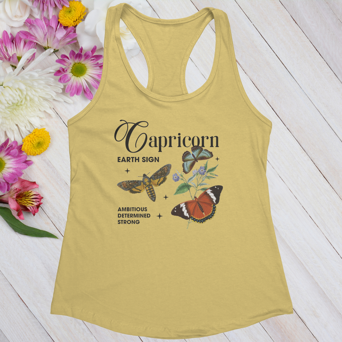 Capricorn Butterfly Zodiac Women's Racerback Tank