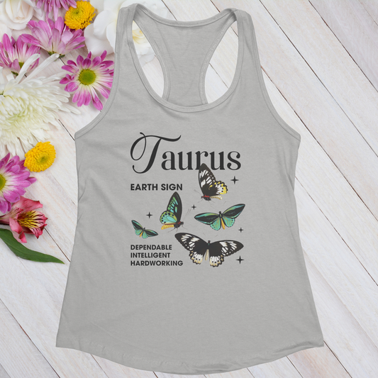 Taurus Butterfly Zodiac Women's Racerback Tank