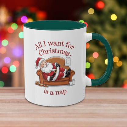 All I Want For Christmas Is A Nap: Colorful Christmas Mugs, Funny Mental Health Mug, Anxiety Humor Coffee Cup, Holiday Self-Care Gift, Festive Stocking Stuffer