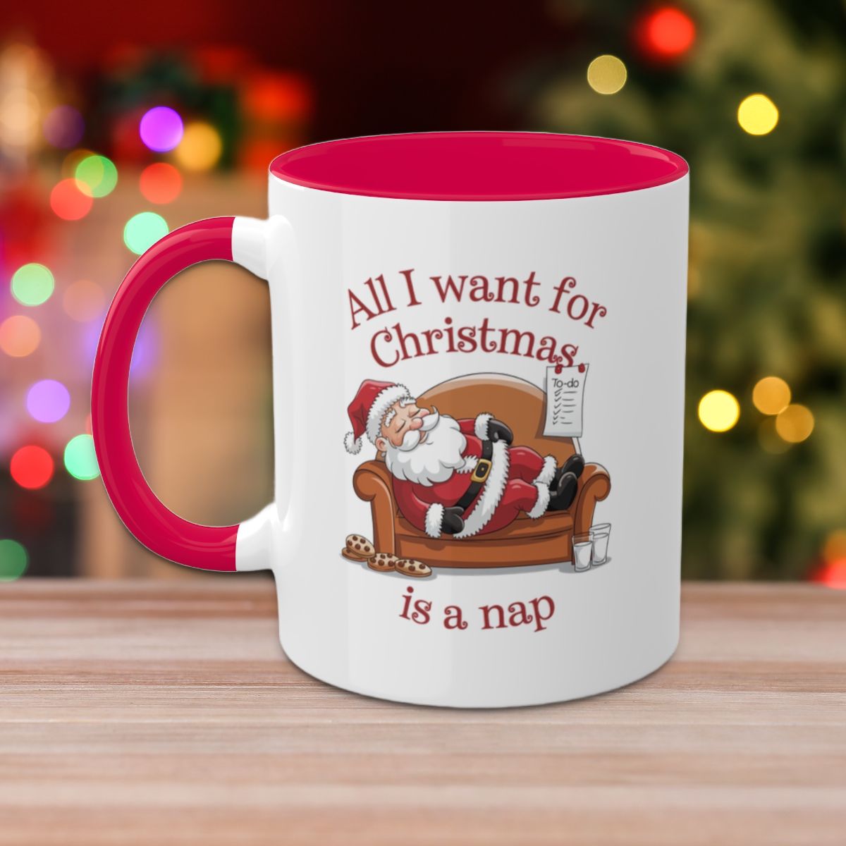 All I Want For Christmas Is A Nap: Colorful Christmas Mugs, Funny Mental Health Mug, Anxiety Humor Coffee Cup, Holiday Self-Care Gift, Festive Stocking Stuffer
