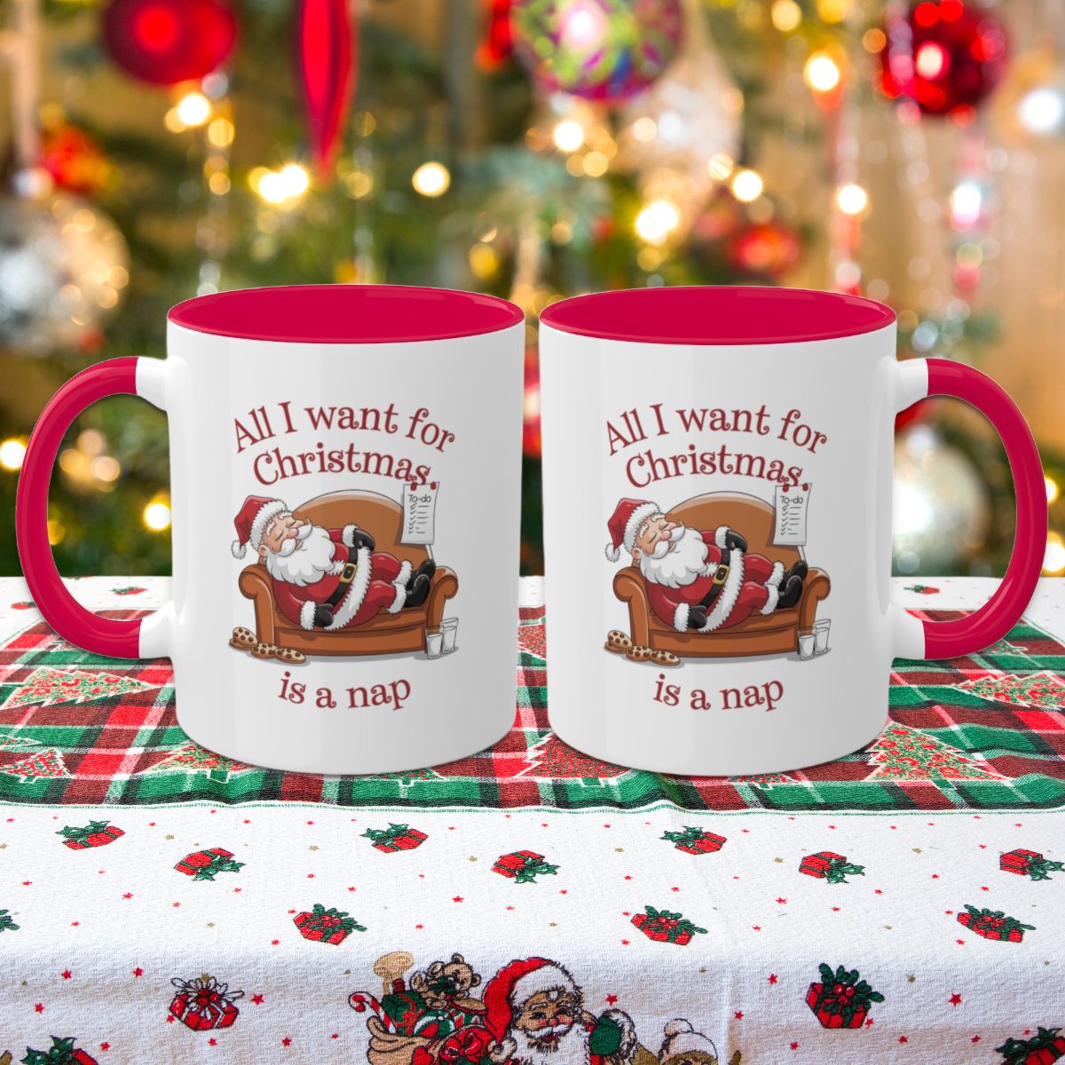 All I Want For Christmas Is A Nap: Colorful Christmas Mugs, Funny Mental Health Mug, Anxiety Humor Coffee Cup, Holiday Self-Care Gift, Festive Stocking Stuffer