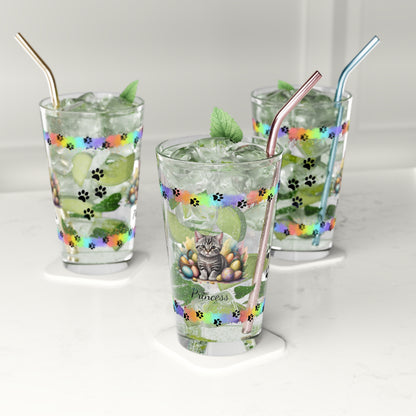 American Shorthair Easter Kitten 16oz Pint Glass - Personalized Cat-Themed Gift, Mental Health Drinkware, Holiday Décor & Easter Celebration
