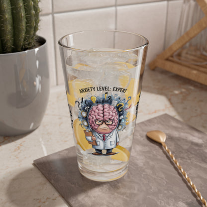 Personalized "Anxiety Level: Expert" pint glass with a sassy attitude and daily humor, perfect for positive vibes.