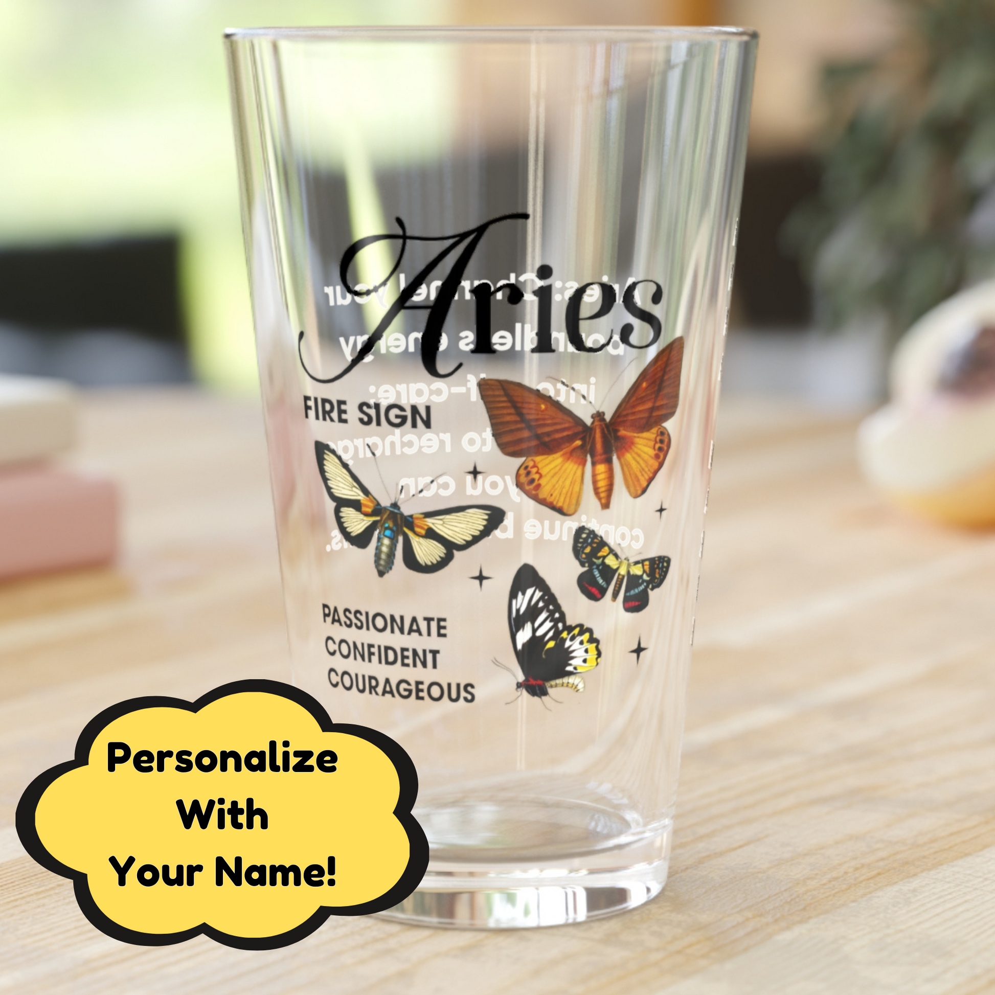 Aries Zodiac Pint Glass 16oz, Astrology Drinkware, Horoscope Gift, Zodiac Glass, Birthday Gift, Cosmic Glassware, Astrology Themed Drinkware