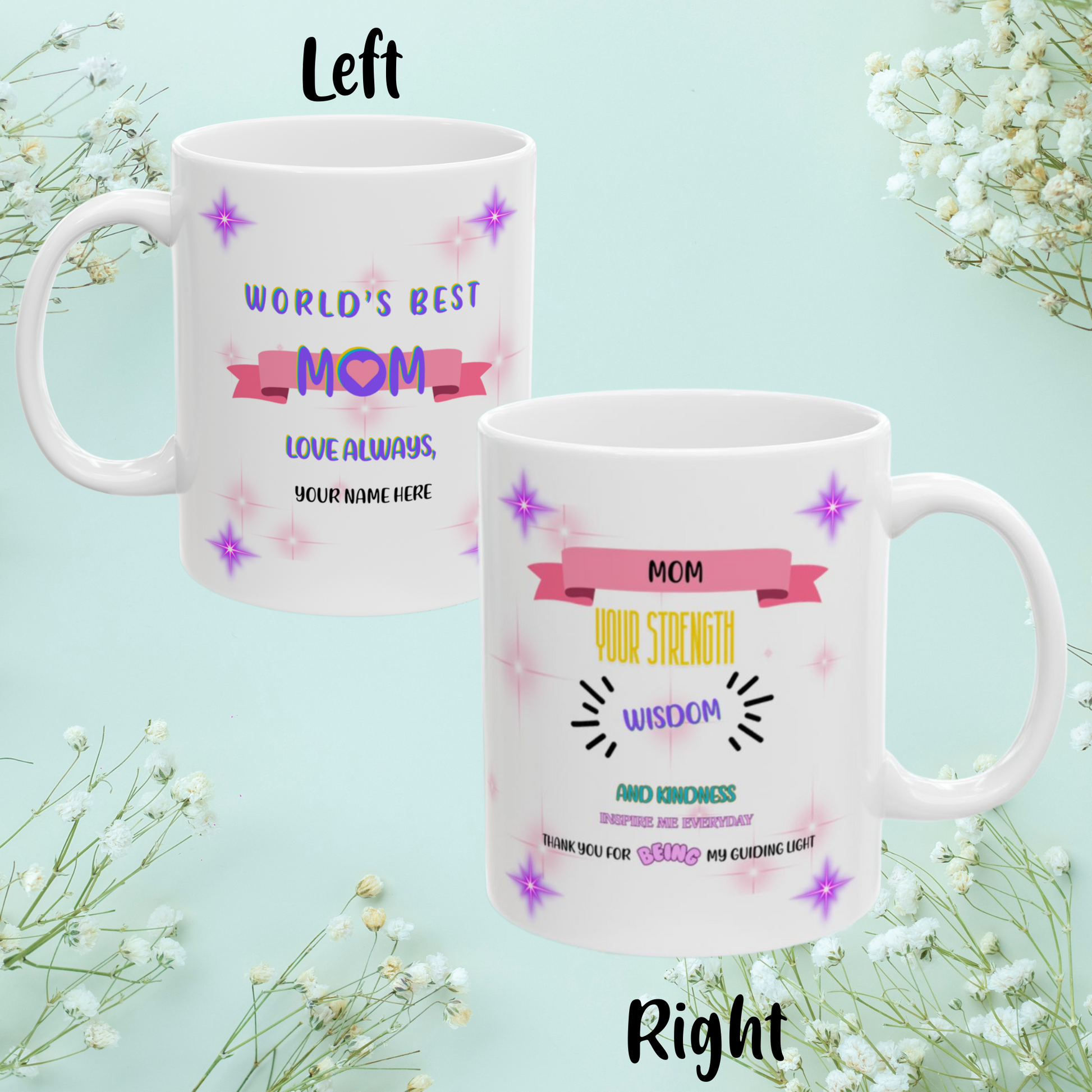 Mom Your Strength Wisdom And Kindness... Personalized World's Best Mom Ceramic Mug, (11oz, 15oz), WBM12
