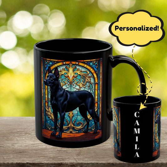 Belgian Malinois black coat custom dog name mug for pet lovers