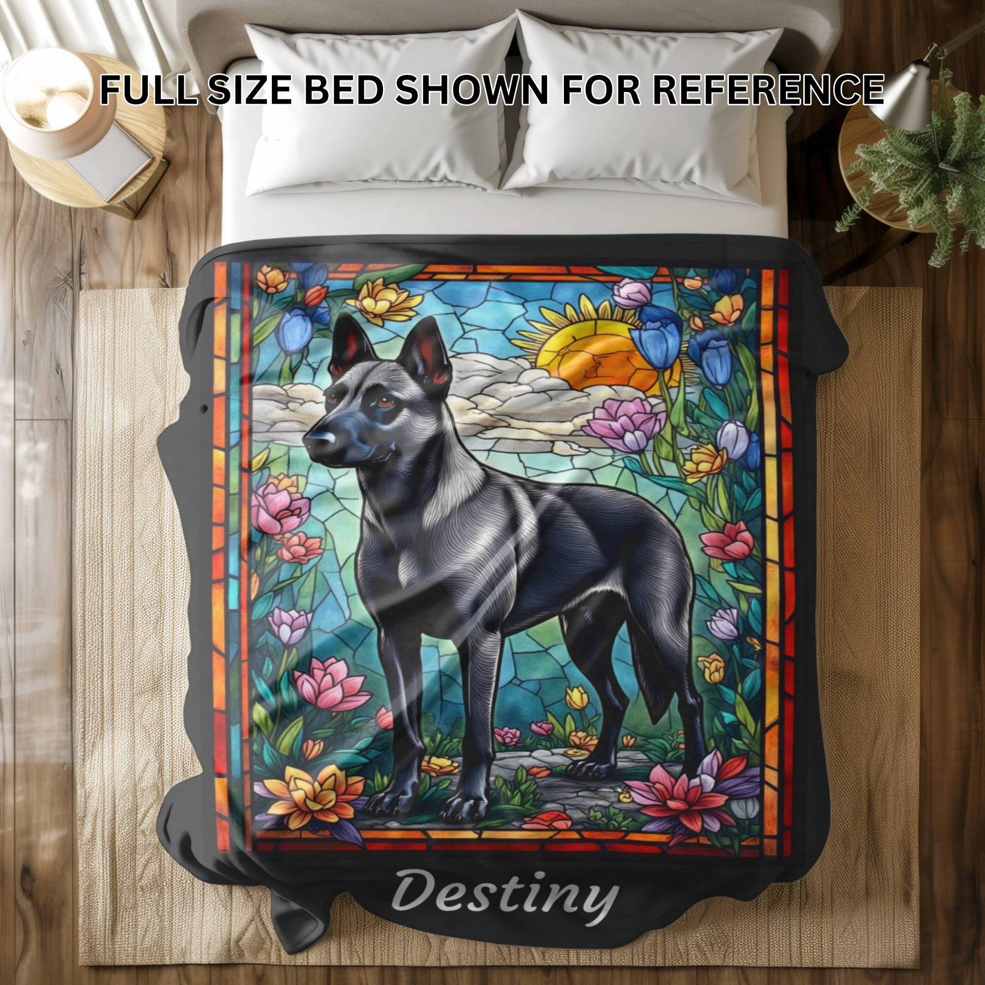 Belgian Malinois (Gray) Personalized Velveteen Plush Blanket, Pet Lover Gift, Malinois Pet Blanket, Dog Lover Gift