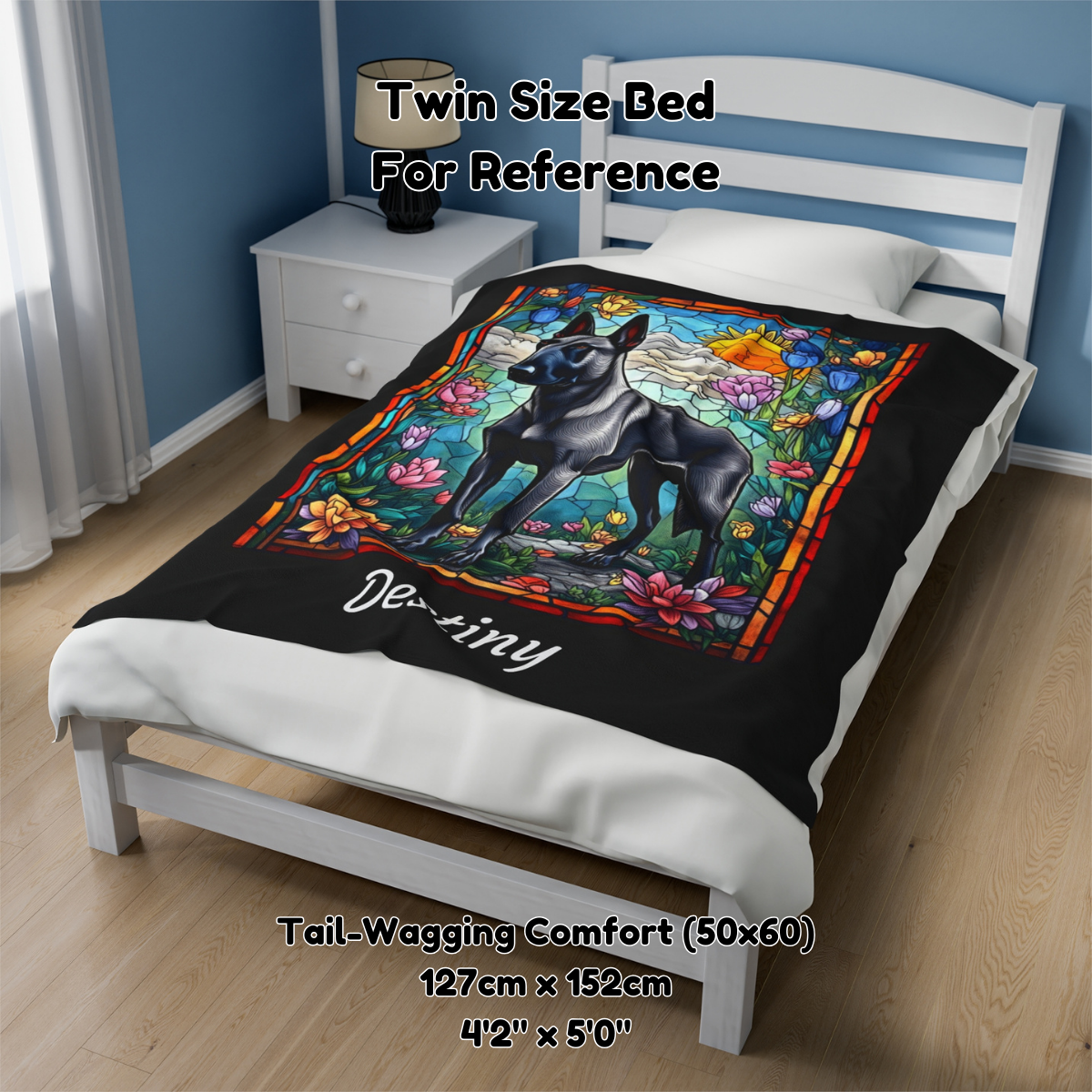 Belgian Malinois (Gray) Personalized Velveteen Plush Blanket, Pet Lover Gift, Malinois Pet Blanket, Dog Lover Gift