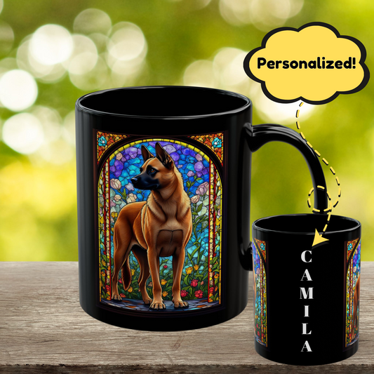 Red Belgian Malinois dog lover gift mug with name