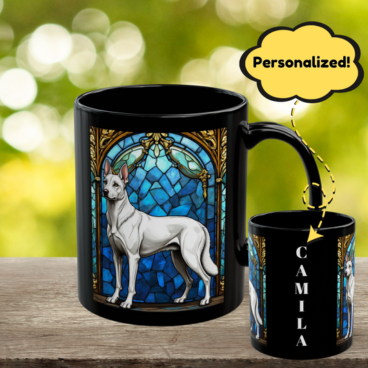 White Belgian Malinois custom name mug for dog lovers