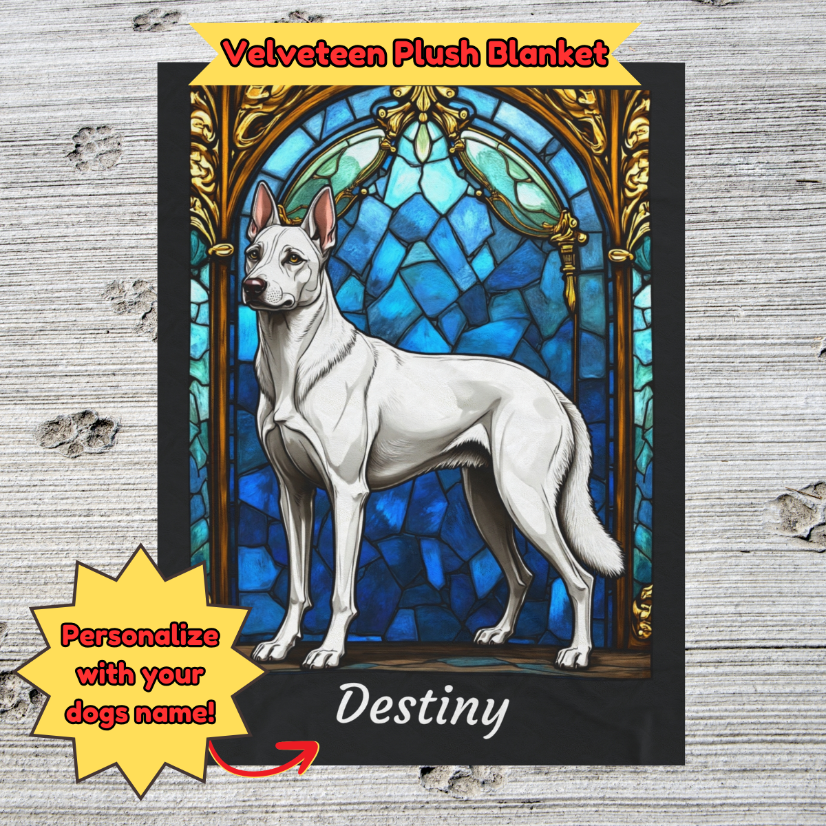 Belgian Malinois (White) Personalized Velveteen Plush Blanket, Pet Lover Gift, Malinois Pet Blanket, Dog Lover Gift