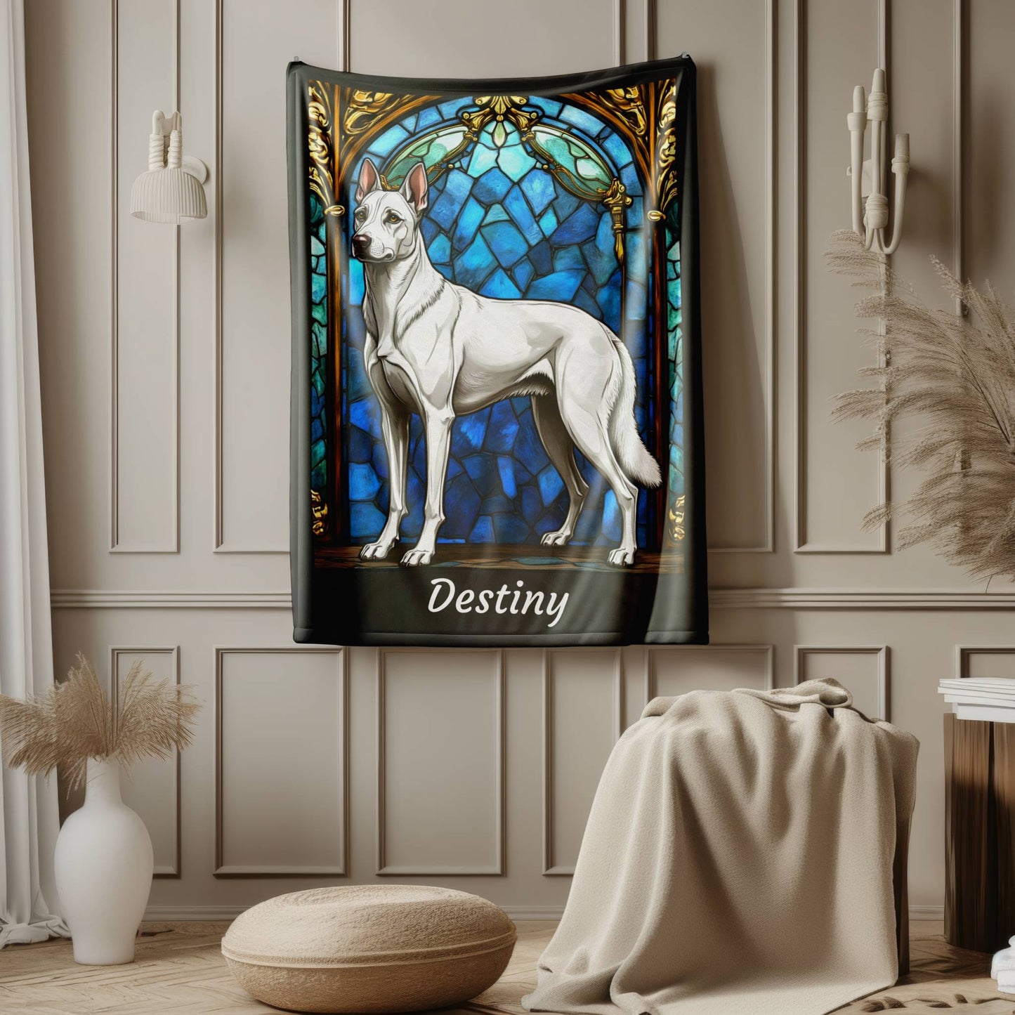 Belgian Malinois (White) Personalized Velveteen Plush Blanket, Pet Lover Gift, Malinois Pet Blanket, Dog Lover Gift