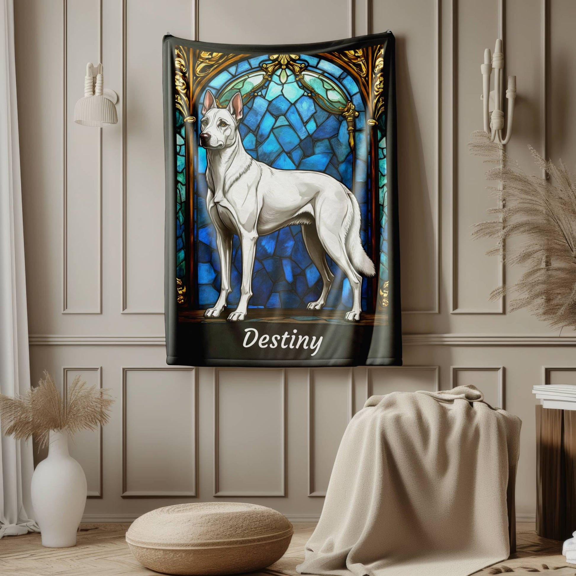 Belgian Malinois (White) Personalized Velveteen Plush Blanket, Pet Lover Gift, Malinois Pet Blanket, Dog Lover Gift
