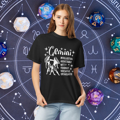 Gemini Zodiac Comfort Colors Shirt - Versatile unisex astrology graphic tee featuring Gemini sign, great for self-expression and mental wellness