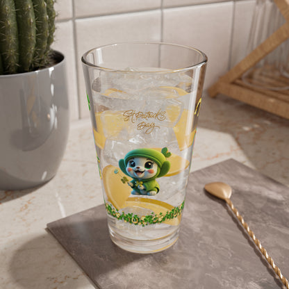 Blissful Blarney Kitten: Mindful St. Patrick's Day 16oz Pint Glasses - Festive Design for Positivity & Wellness