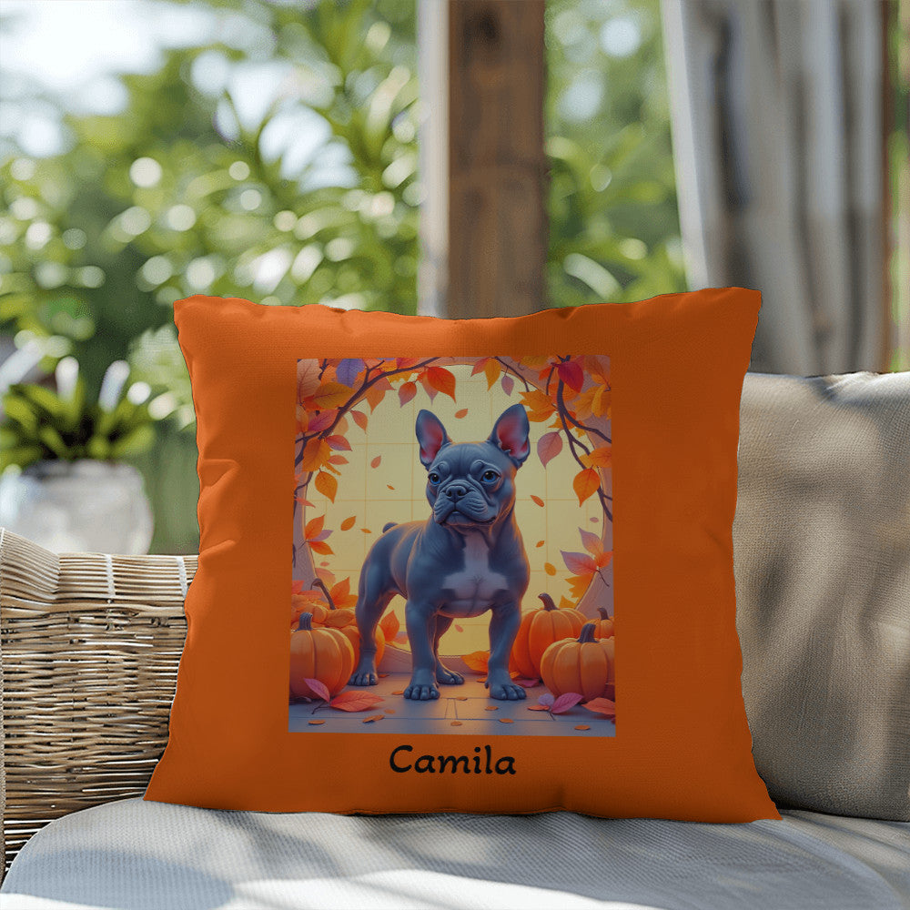 French Bulldog Blue Coat Pillow, Custom Indoor Outdoor Dog Cushion, Personalized Pet Decor