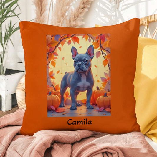 French Bulldog Blue Coat Pillow, Custom Indoor Outdoor Dog Cushion, Personalized Pet Decor