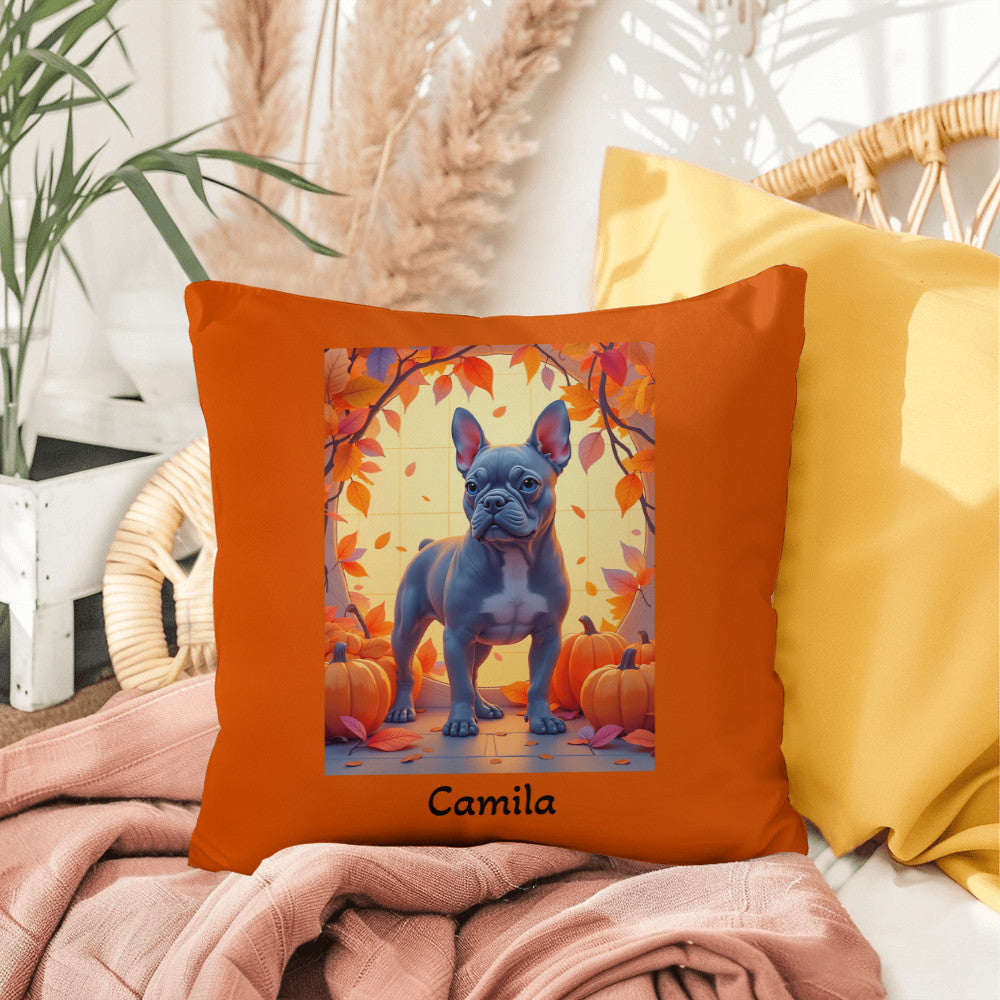 French Bulldog Blue Coat Pillow, Custom Indoor Outdoor Dog Cushion, Personalized Pet Decor