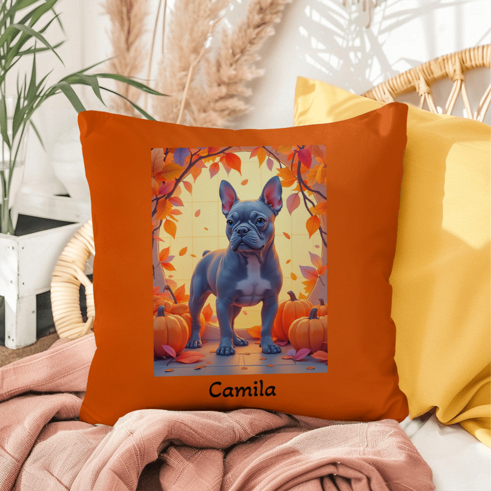 French Bulldog Blue Coat Pillow, Custom Indoor Outdoor Dog Cushion, Personalized Pet Decor