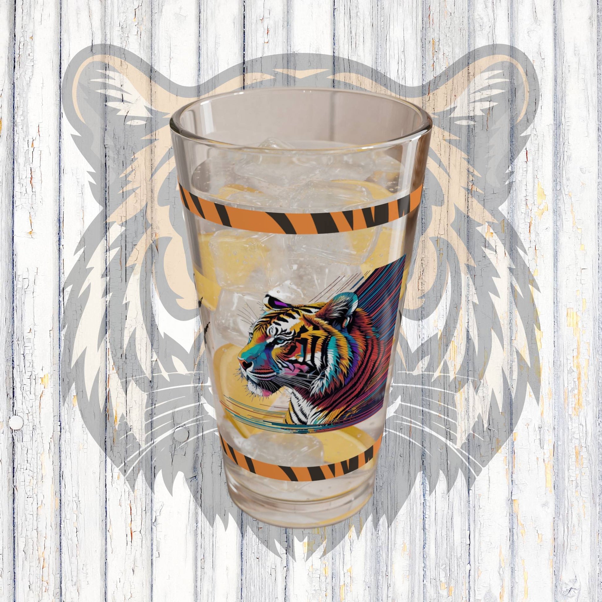 Bold Tiger Strides 16oz Tiger Pint Glass - Inspiring Strength, Courage, and Empowerment