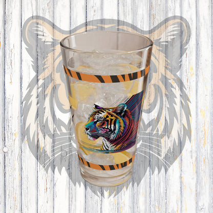 Bold Tiger Strides 16oz Tiger Pint Glass - Inspiring Strength, Courage, and Empowerment