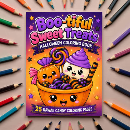 Boo-tiful Sweet Treats Halloween Coloring Book - Cute Halloween Gift, Kawaii Candy Coloring Pages