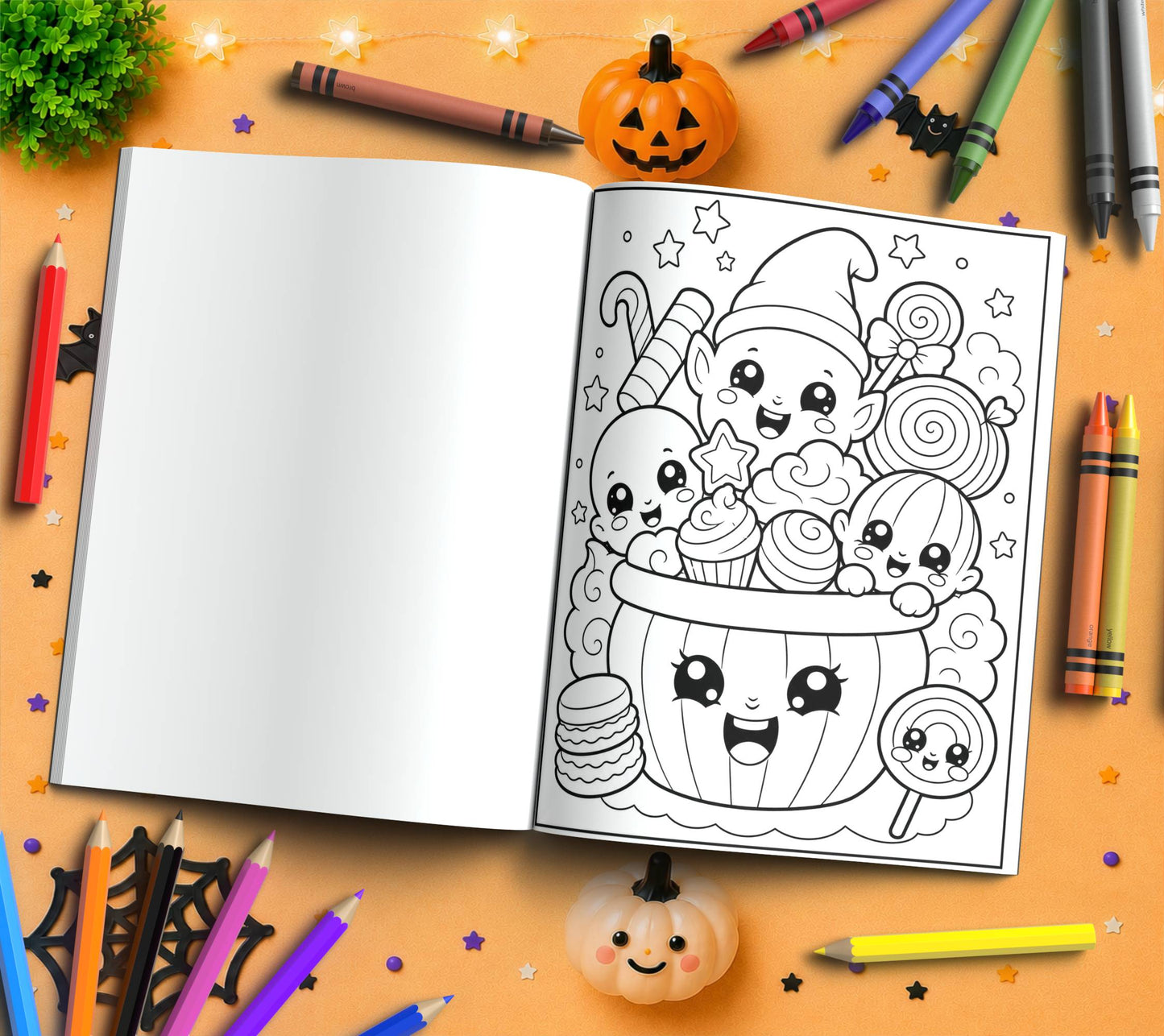 Boo-tiful Sweet Treats Halloween Coloring Book - Cute Halloween Gift, Kawaii Candy Coloring Pages