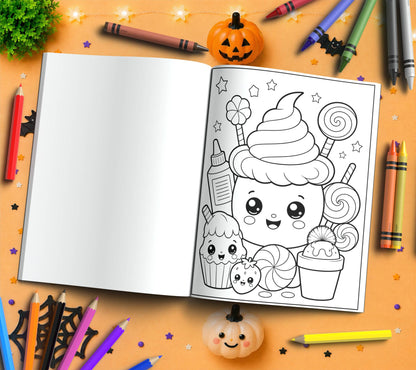Boo-tiful Sweet Treats Halloween Coloring Book - Cute Halloween Gift, Kawaii Candy Coloring Pages