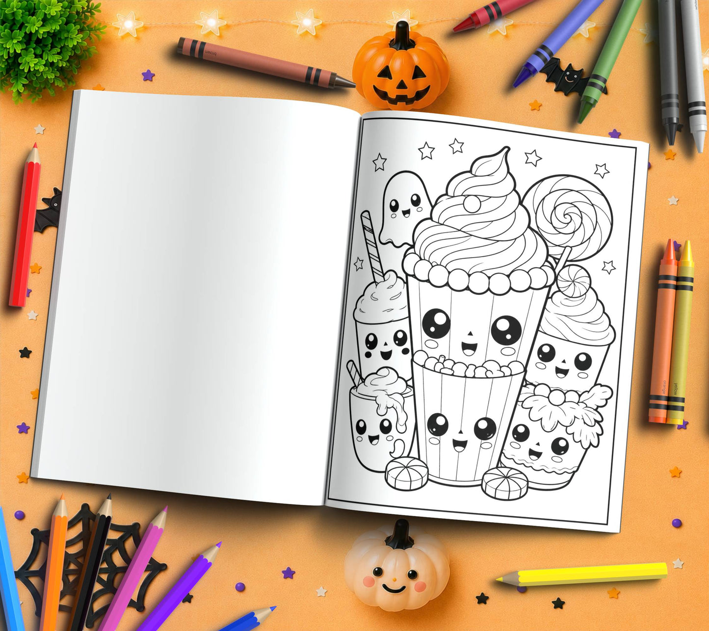 Boo-tiful Sweet Treats Halloween Coloring Book - Cute Halloween Gift, Kawaii Candy Coloring Pages