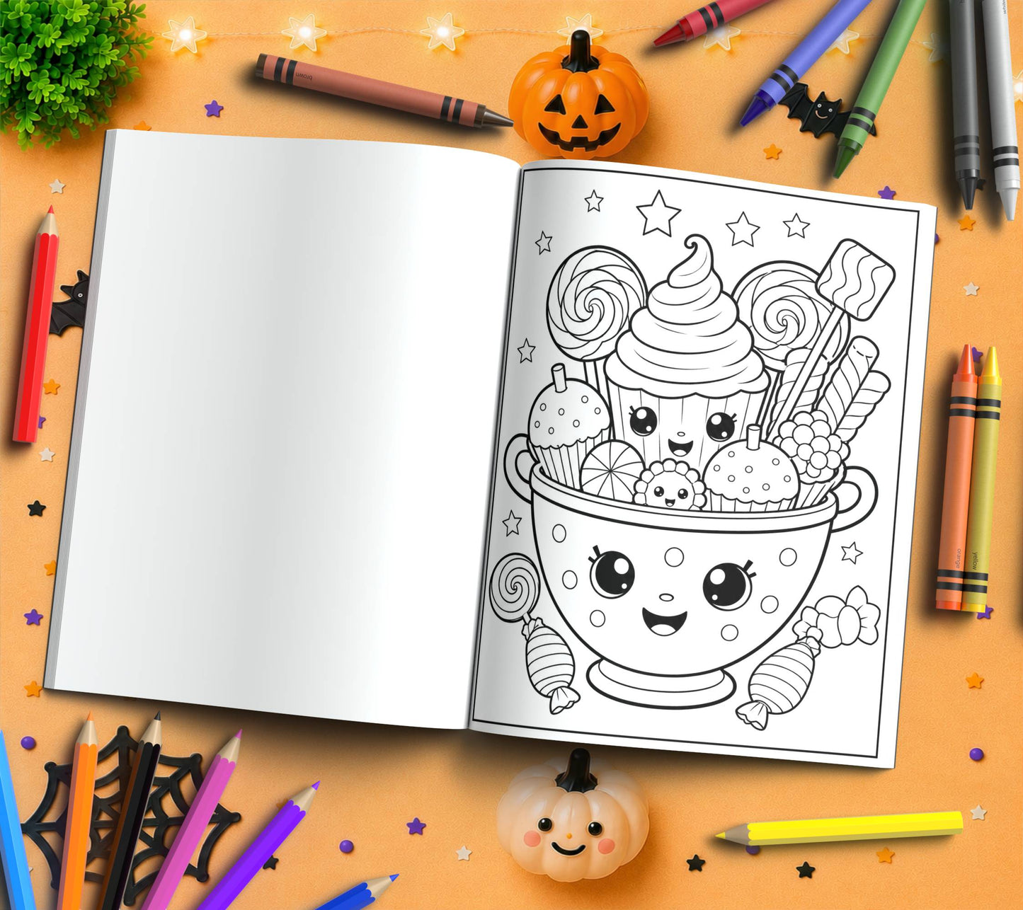 Boo-tiful Sweet Treats Halloween Coloring Book - Cute Halloween Gift, Kawaii Candy Coloring Pages