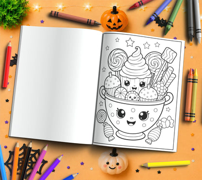 Boo-tiful Sweet Treats Halloween Coloring Book - Cute Halloween Gift, Kawaii Candy Coloring Pages