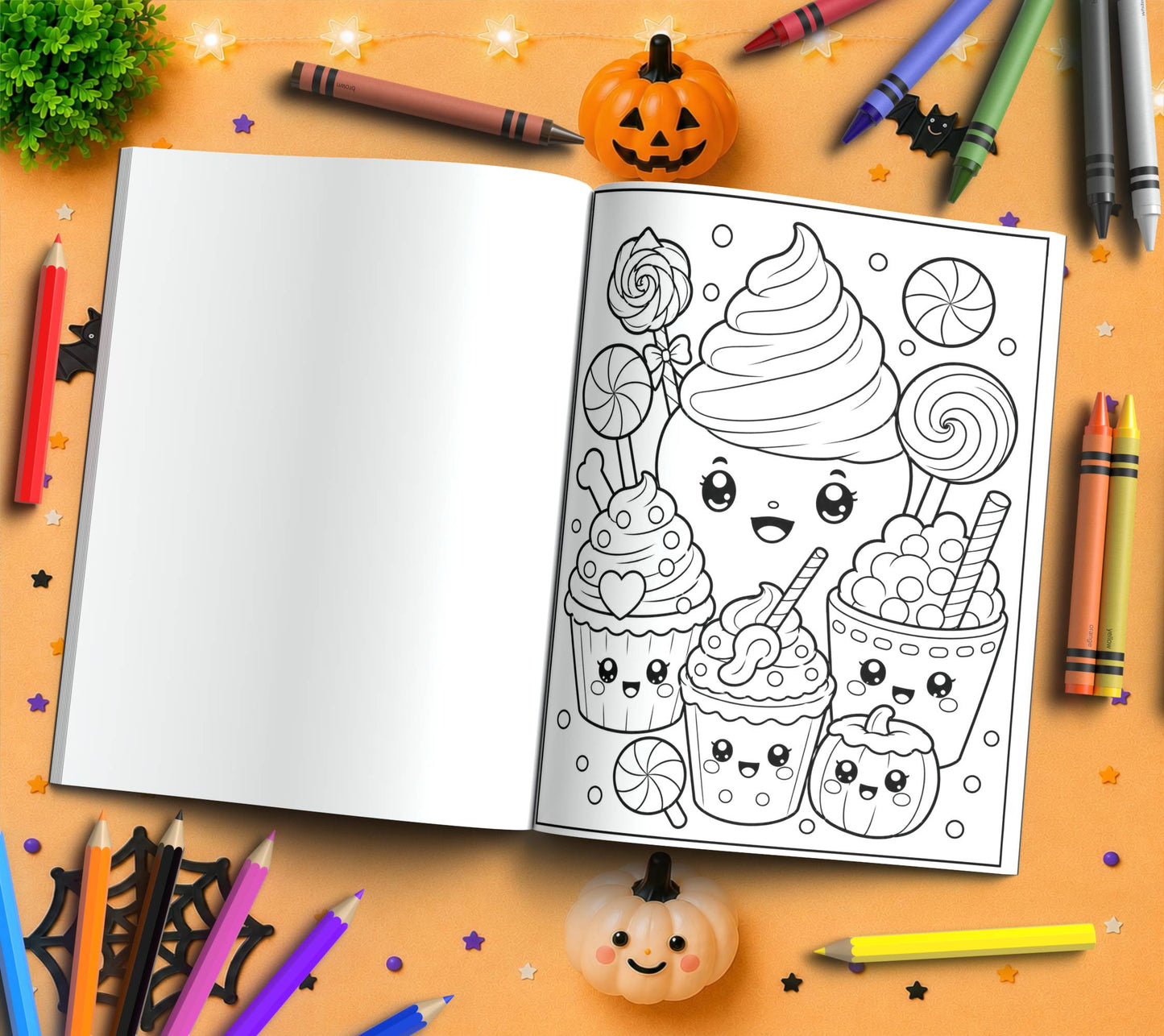 Boo-tiful Sweet Treats Halloween Coloring Book - Cute Halloween Gift, Kawaii Candy Coloring Pages