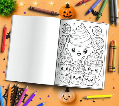 Boo-tiful Sweet Treats Halloween Coloring Book - Cute Halloween Gift, Kawaii Candy Coloring Pages