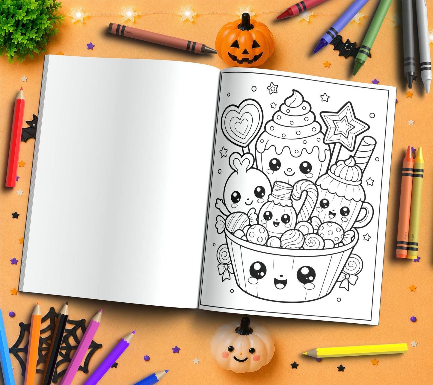 Boo-tiful Sweet Treats Halloween Coloring Book - Cute Halloween Gift, Kawaii Candy Coloring Pages