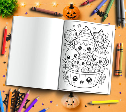 Boo-tiful Sweet Treats Halloween Coloring Book - Cute Halloween Gift, Kawaii Candy Coloring Pages