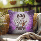 Halloween-themed indoor/outdoor throw pillow with “Boo Crew,” perfect for spooky home décor