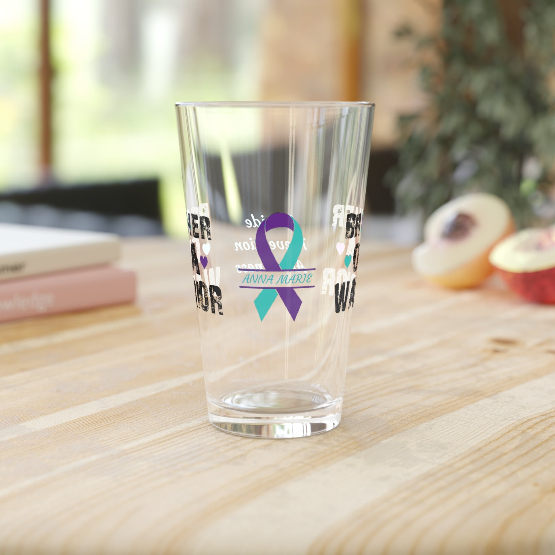 Brother of a Warrior: Personalized Suicide Prevention Awareness Warrior Pint Glass - Proud Family Member