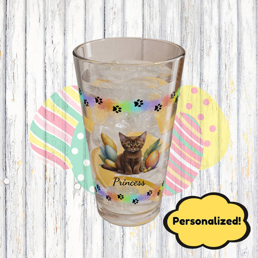 Burmese Easter Kitten 16oz Pint Glass - Personalized Cat-Themed Gift, Mental Health Drinkware, Holiday Décor & Easter Celebration
