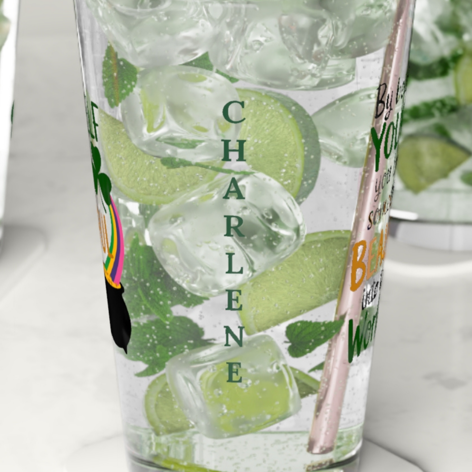 By Being Yourself You Bring Something Beautiful Into This World: Personalized St. Patrick's Day Pint Glass - Customizable Name for Happiness and Positivity